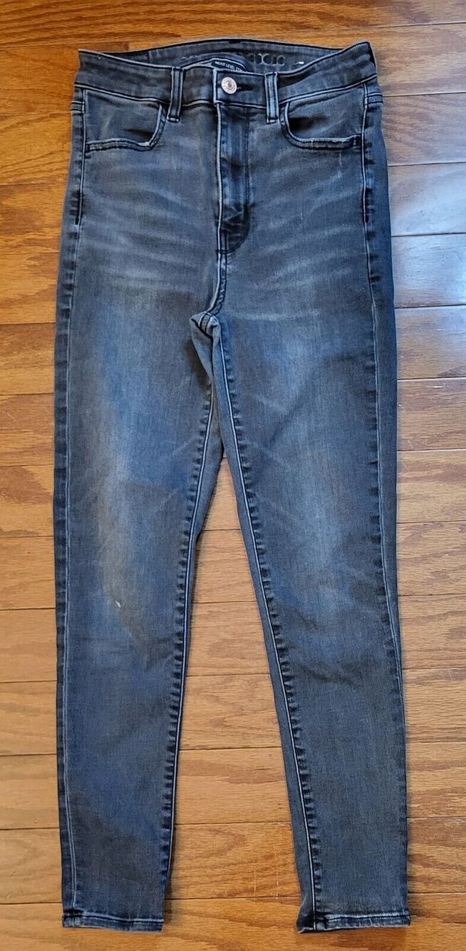 American Eagle Women Size 4 Next Level Stretch Distressed Hi Rise Jegging Gray